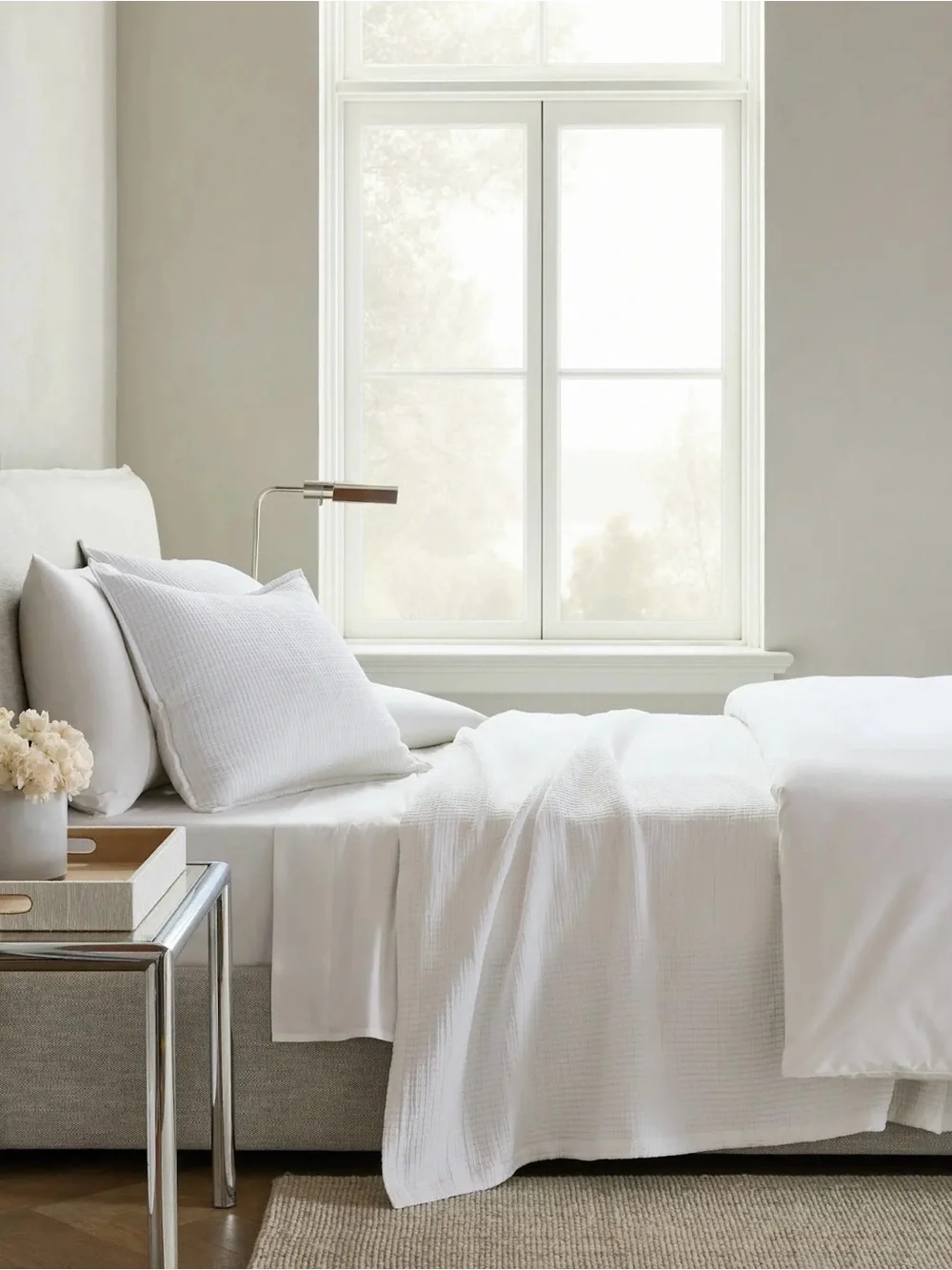 New Organic Cotton Ribbed White Standard Sham Set - Retail $45